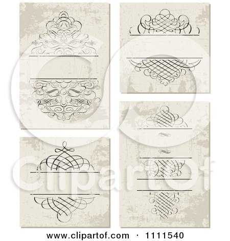 Clipart Ornate Swirl Frames On Grungy Beige - Royalty Free Vector Illustration by BestVector
