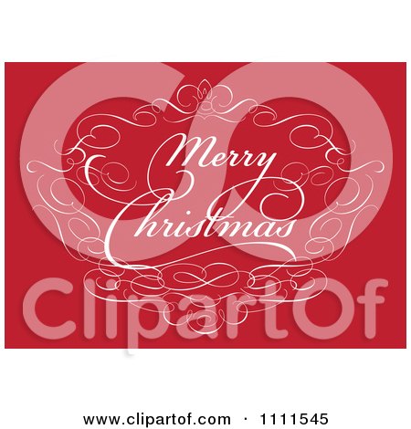 Clipart Merry Christmas Greeting On Red - Royalty Free Vector Illustration by BestVector