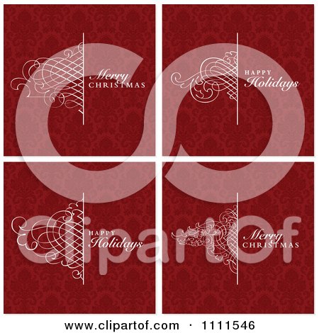 Clipart Christmas Holiday Greetings On Red - Royalty Free Vector Illustration by BestVector
