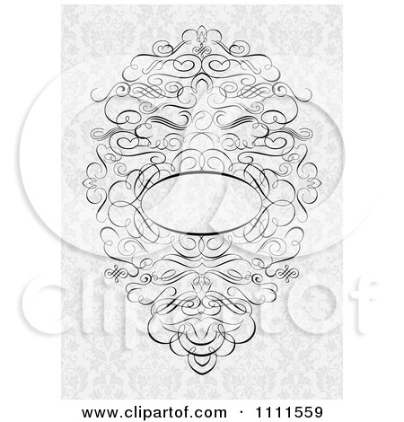 Clipart Ornate Swirl Frame On Gray Floral - Royalty Free Vector Illustration by BestVector