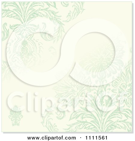 Clipart Distressed Green Flowers On Beige With Copyspace - Royalty Free Vector Illustration by BestVector