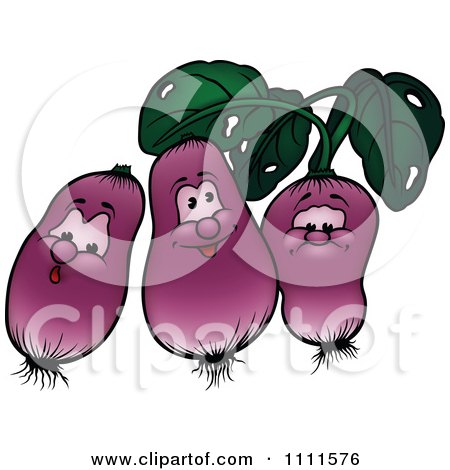 Clipart Surprised Happy And Sad Radishes - Royalty Free Vector Illustration by dero
