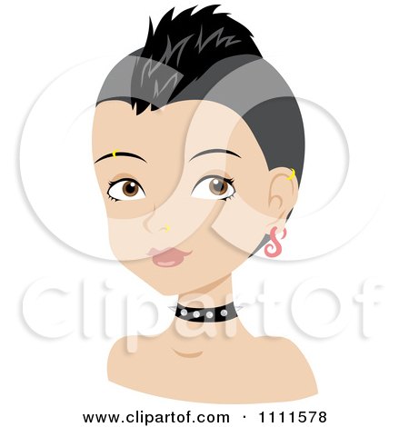 Clipart Punk Rock Woman With A Mohawk - Royalty Free Vector Illustration by Rosie Piter