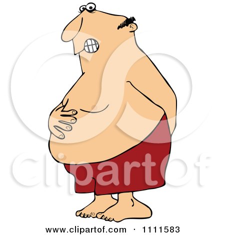 Clipart Chubby Man Holding His Tunny And Butt And Trying To Hold In A Bowel Movement - Royalty Free Vector Illustration by djart