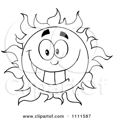 Clipart Cheerful Outlined Sun Mascot 2 - Royalty Free Vector Illustration by Hit Toon