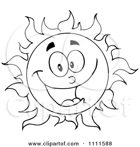 Clipart Cheerful Outlined Sun Mascot 1 - Royalty Free Vector Illustration by Hit Toon