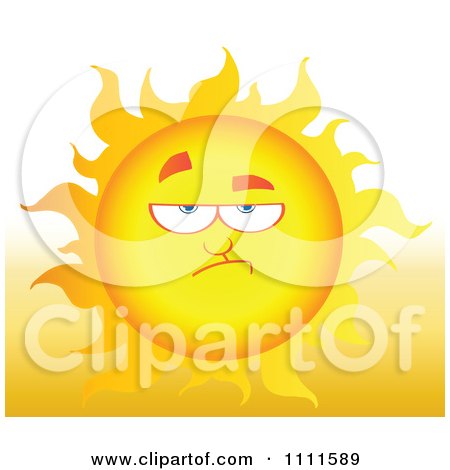 Clipart Grumpy Sun Mascot 2 - Royalty Free Vector Illustration by Hit Toon