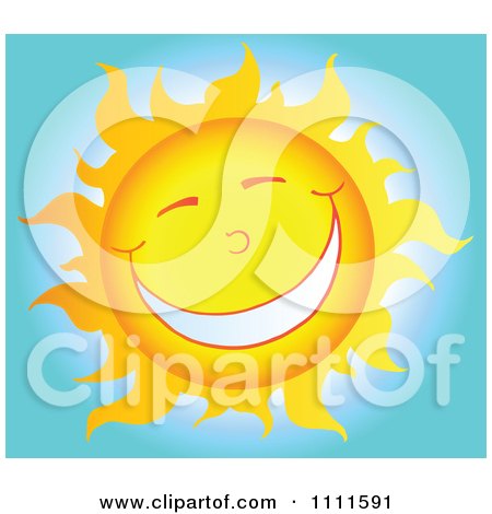 Clipart Cheerful Sun Mascot In The Sky 2 - Royalty Free Vector Illustration by Hit Toon