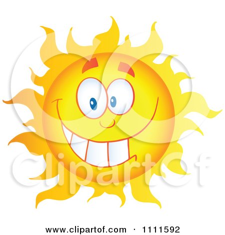 Clipart Cheerful Sun Mascot Grinning - Royalty Free Vector Illustration by Hit Toon
