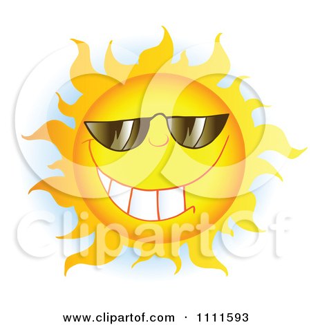 Clipart Grinning Sun Mascot With Sunglasses 2 - Royalty Free Vector Illustration by Hit Toon