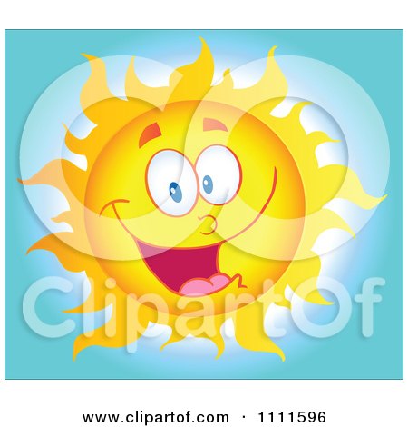 Clipart Cheerful Sun Mascot In The Sky 1 - Royalty Free Vector Illustration by Hit Toon