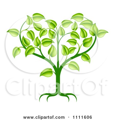Clipart Green Seedling Plant With Foliage Forming A Heart - Royalty Free Vector Illustration by AtStockIllustration