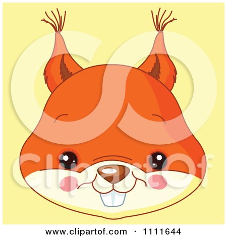 Clipart Cute Squirrel Avatar Face On Yellow - Royalty Free Vector Illustration by Pushkin
