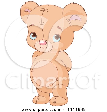 Clipart Bashful Teddy Bear - Royalty Free Vector Illustration by Pushkin