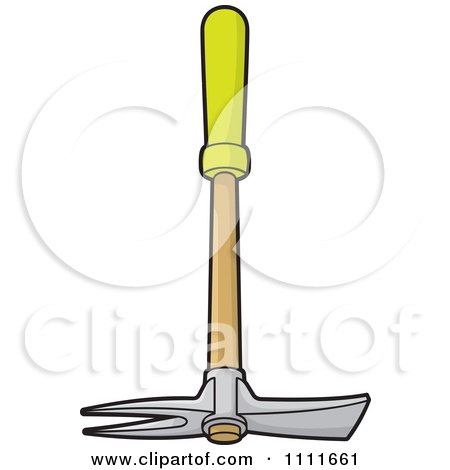 Clipart Green Handled Gardening Mattock - Royalty Free Vector Illustration by Any Vector