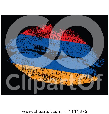 Clipart Armenian Flag Kiss On Black - Royalty Free Vector Illustration by Andrei Marincas