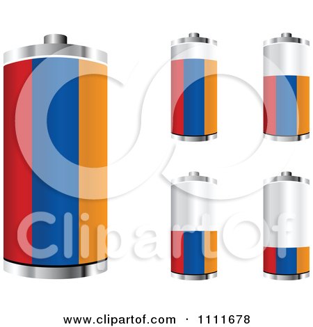 Clipart 3d Armenian Flag Batteries At Different Charge Levels - Royalty Free Vector Illustration by Andrei Marincas