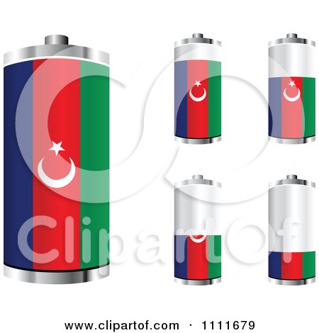Clipart 3d Azerbaijani Flag Batteries At Different Charge Levels - Royalty Free Vector Illustration by Andrei Marincas
