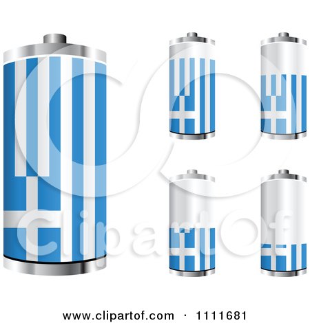 Clipart 3d Greek Flag Batteries At Different Charge Levels - Royalty Free Vector Illustration by Andrei Marincas