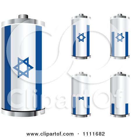 Clipart 3d Israeli Flag Batteries At Different Charge Levels - Royalty Free Vector Illustration by Andrei Marincas