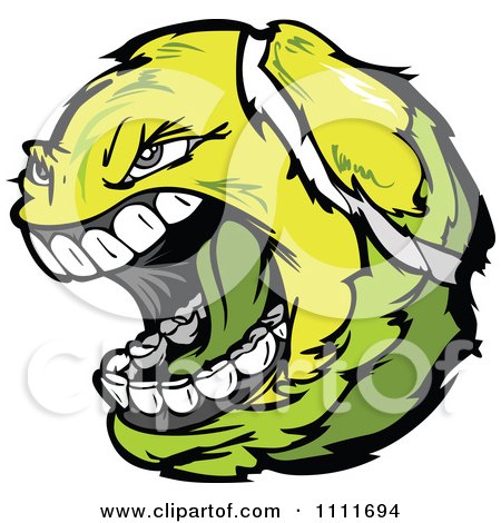 Clipart Screaming Aggressive Tennis Ball Mascot - Royalty Free Vector Illustration by Chromaco