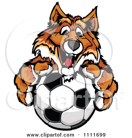 Clipart Happy Fox Sports Mascot With A Soccer Ball - Royalty Free Vector Illustration by Chromaco