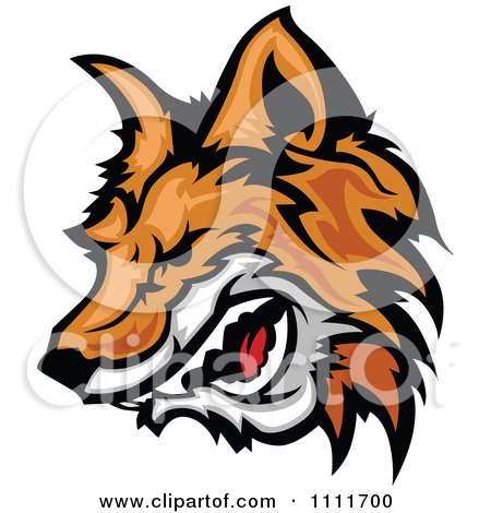 Clipart Profiled Aggressive Fox Head Mascot - Royalty Free Vector Illustration by Chromaco