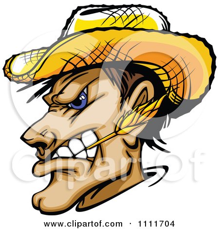Clipart Profiled Tough Farmer Man Chewing On Straw - Royalty Free Vector Illustration by Chromaco