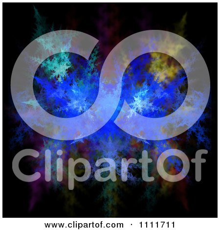Clipart Blue Fractal Design On Black - Royalty Free CGI Illustration by oboy
