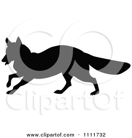 Clipart Silhouetted Fox In Black And White - Royalty Free Vector Illustration by Prawny Vintage