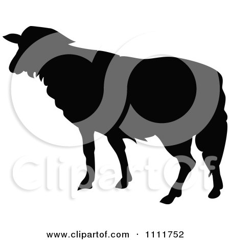 Clipart Silhouetted Sheep In Black And White - Royalty Free Vector Illustration by Prawny Vintage