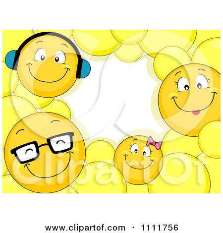 Clipart Smiley Emoticon Family Frame With Copyspace - Royalty Free Vector Illustration by BNP Design Studio