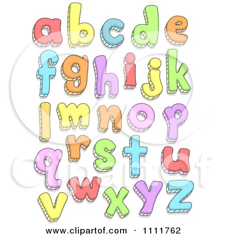 Clipart Colorful Doodled Lowercase Letters - Royalty Free Vector Illustration by BNP Design Studio