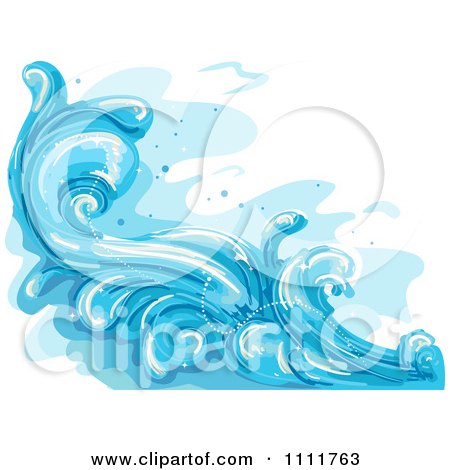 Clipart Blue Ocean Surf Splashes 3 - Royalty Free Vector Illustration by BNP Design Studio