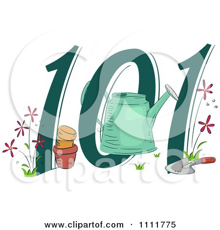 Clipart Gardening 101 Icon With A Watering Can - Royalty Free Vector Illustration by BNP Design Studio