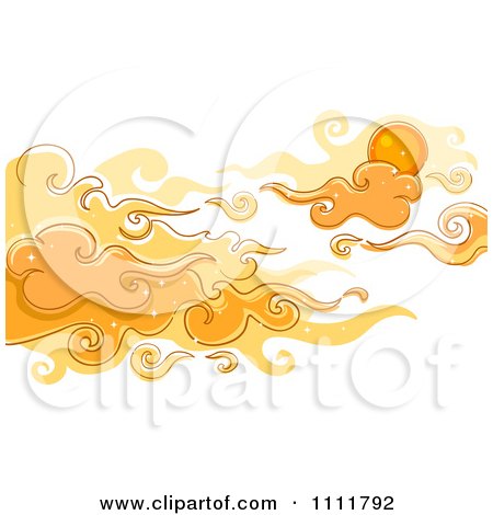 Clipart Magical Orange Clouds In The Sky With The Sun - Royalty Free Vector Illustration by BNP Design Studio