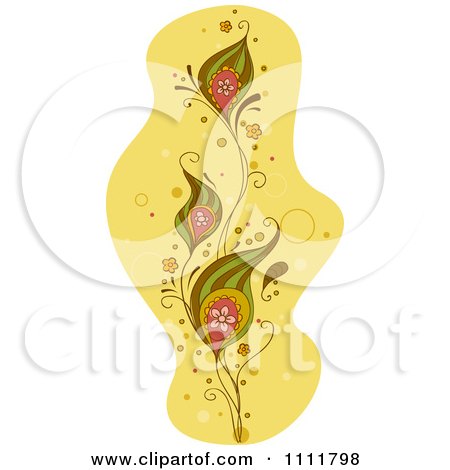 Clipart Beautiful Floral Vine On Orange - Royalty Free Vector Illustration by BNP Design Studio