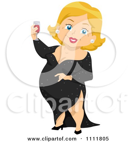 Clipart Happy Female Senior Citizen Toasting In A Formal Gown - Royalty Free Vector Illustration by BNP Design Studio