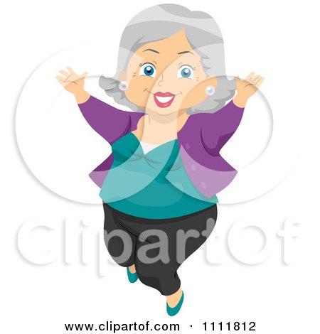 Clipart Happy Female Senior Citizen Jumping - Royalty Free Vector Illustration by BNP Design Studio