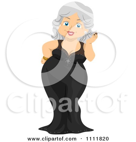 Clipart Happy Female Senior Citizen In A Formal Gown - Royalty Free Vector Illustration by BNP Design Studio