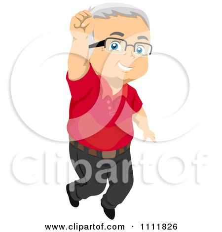 Clipart Happy Male Senior Citizen Jumping - Royalty Free Vector Illustration by BNP Design Studio