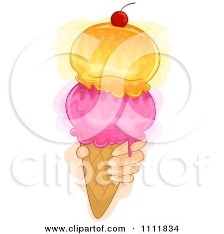 Clipart Hand Holding A Waffle Ice Cream Cone - Royalty Free Vector Illustration by BNP Design Studio