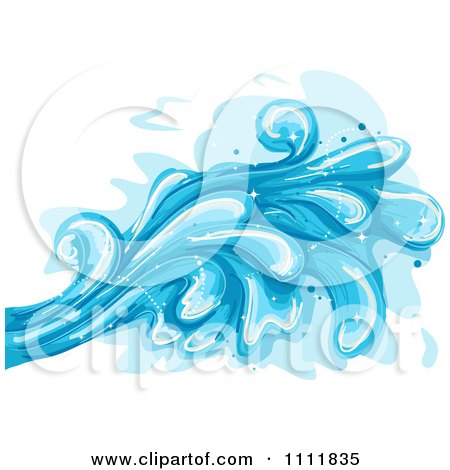 Clipart Large Blue Ocean Waves Splashing - Royalty Free Vector Illustration by BNP Design Studio
