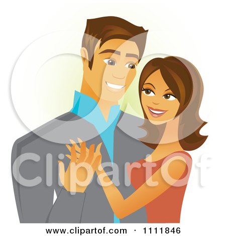 Clipart Happy Hispanic Couple Embracing And Smiling - Royalty Free Vector Illustration by Amanda Kate