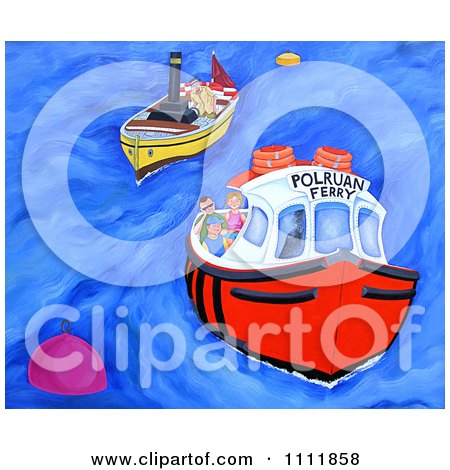 Clipart Boat And Polruan Ferry - Royalty Free Illustration by Prawny