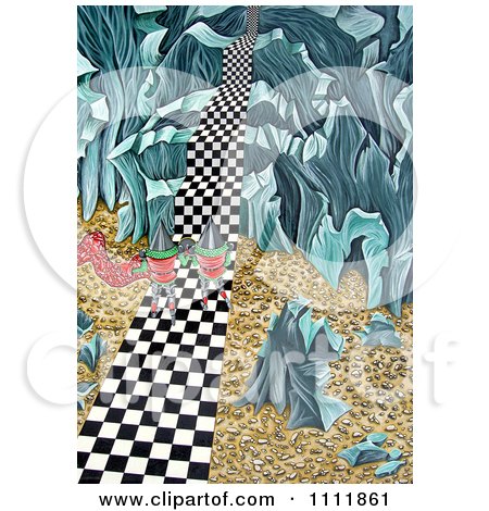 Clipart Soldiers Approaching Steps On A Checkered Path - Royalty Free Illustration by Prawny
