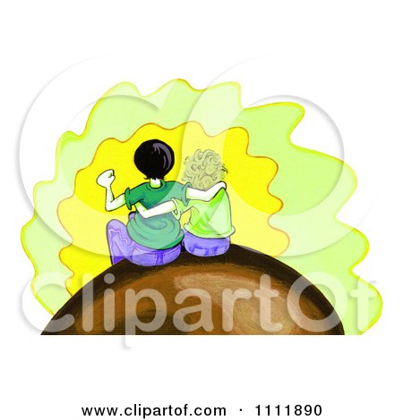 Clipart Couple Embracing And Sitting - Royalty Free Illustration by Prawny
