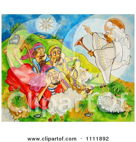 Clipart Angel Over Shepherds And Sheep - Royalty Free Illustration by Prawny