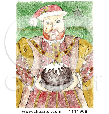 Clipart King Henry Holding Christmas Pudding - Royalty Free Illustration by Prawny