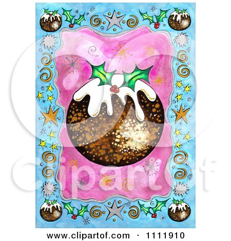 Clipart Christmas Pudding Garnished With Holly - Royalty Free Illustration by Prawny
